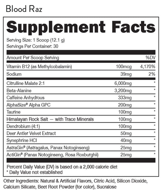 Woke AF- High Stimulant Pre-Workout- Blood Raz - 30 Servings